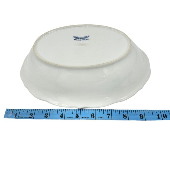 Blue Danube Oval Serving Bowl Floral Pattern Porcelain Scalloped Edge White Blue - Picture 6 of 7